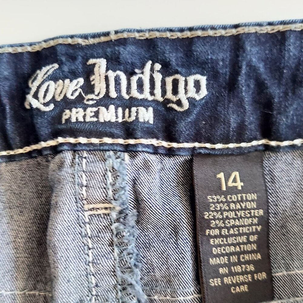 Love Indigo Embellished Boot Cut Jeans Womens Size 14 Pockets - Picture 9 of 10